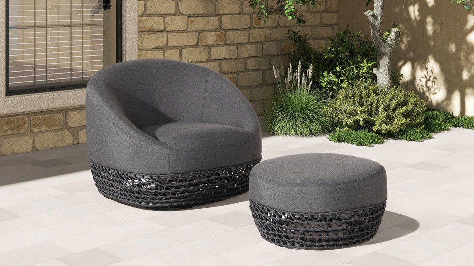 Willow - Round Upholstered Patio Ottoman