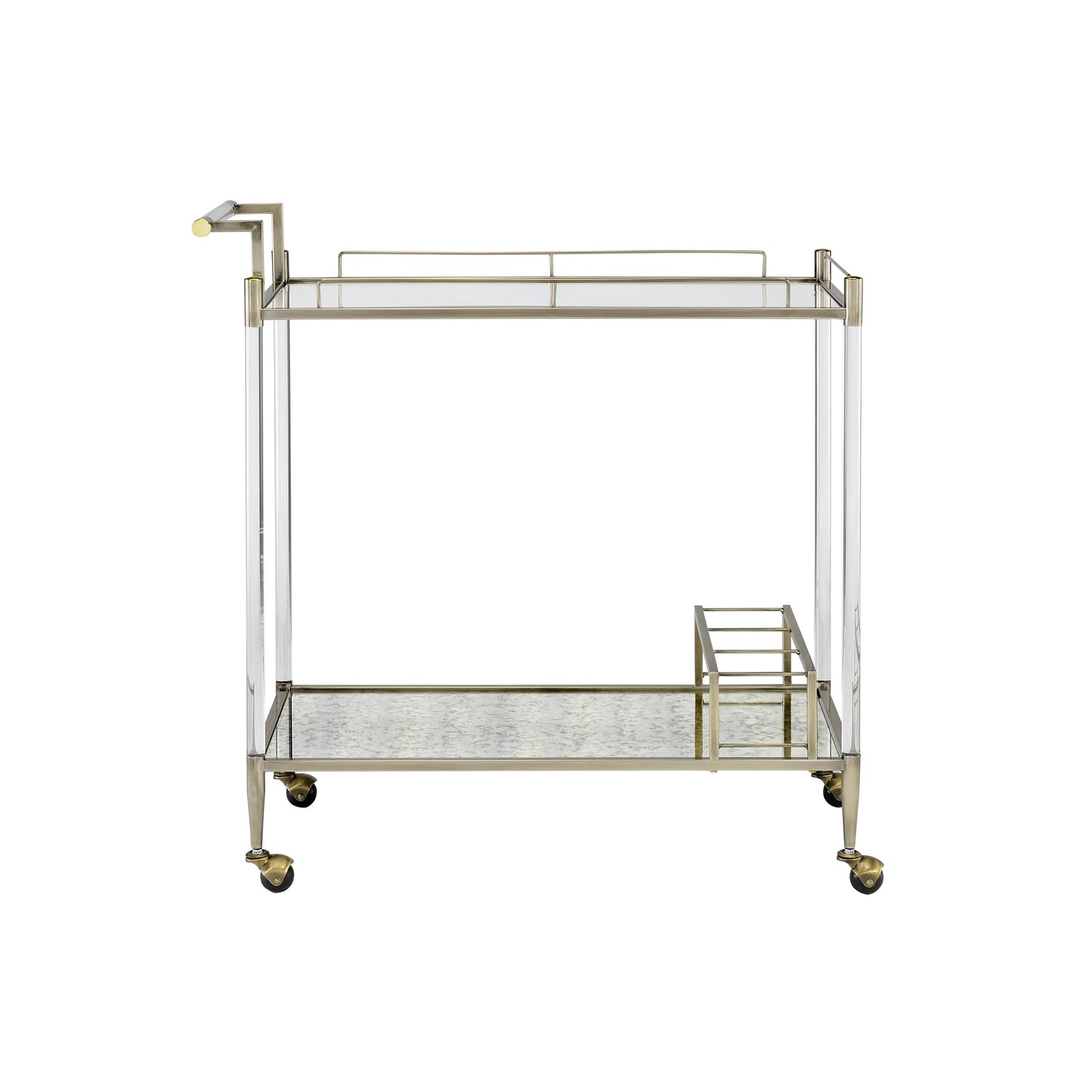 Cirro - Antique Mirror Wire Brass Serving Cart - Antique Brass / White