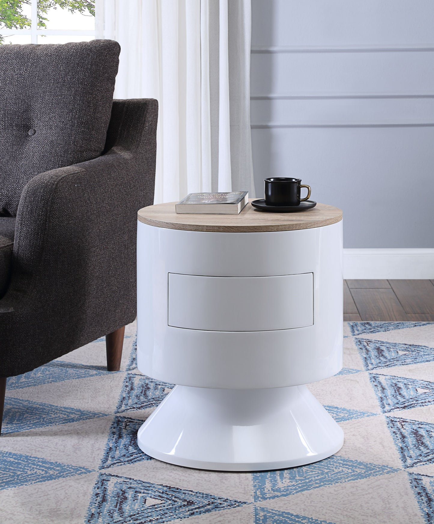 Otith - Accent Table With Display And Utility Function - White