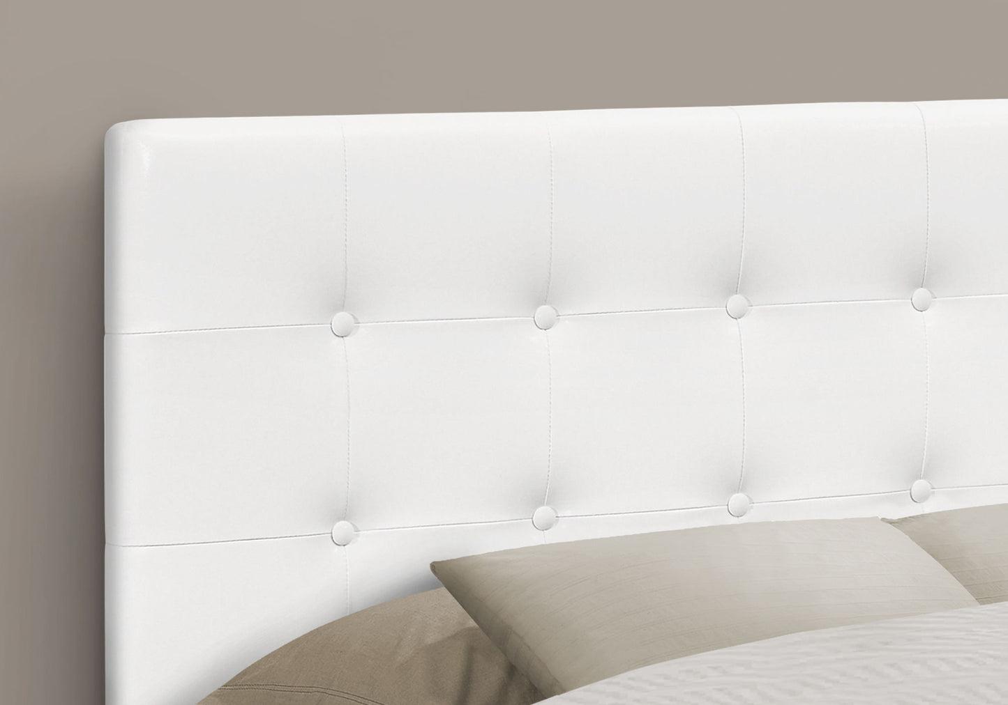 Full Size Headboard Only Upholstered Leather Look - White