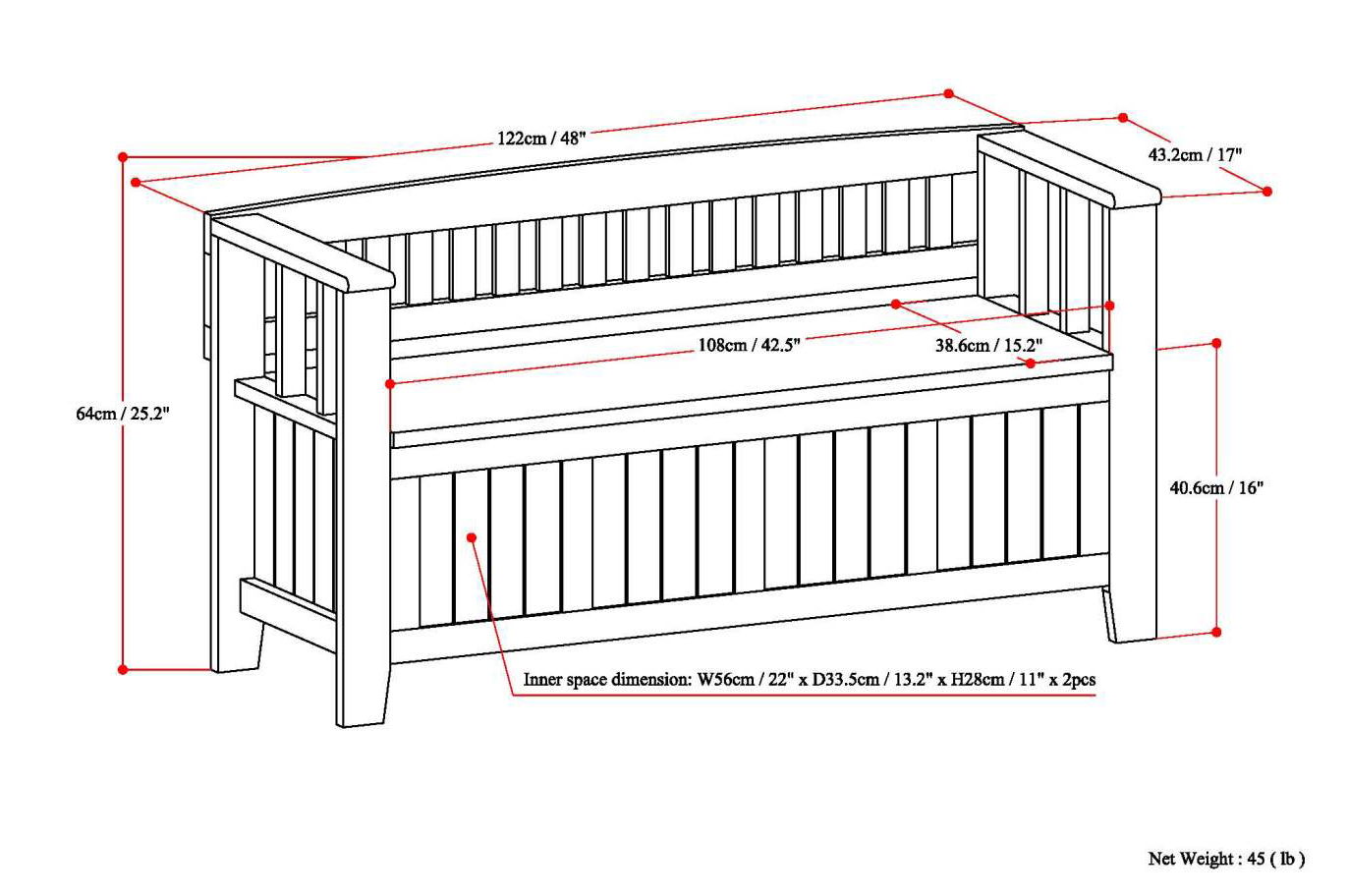 Acadian - Entryway Storage Bench, Handcrafted