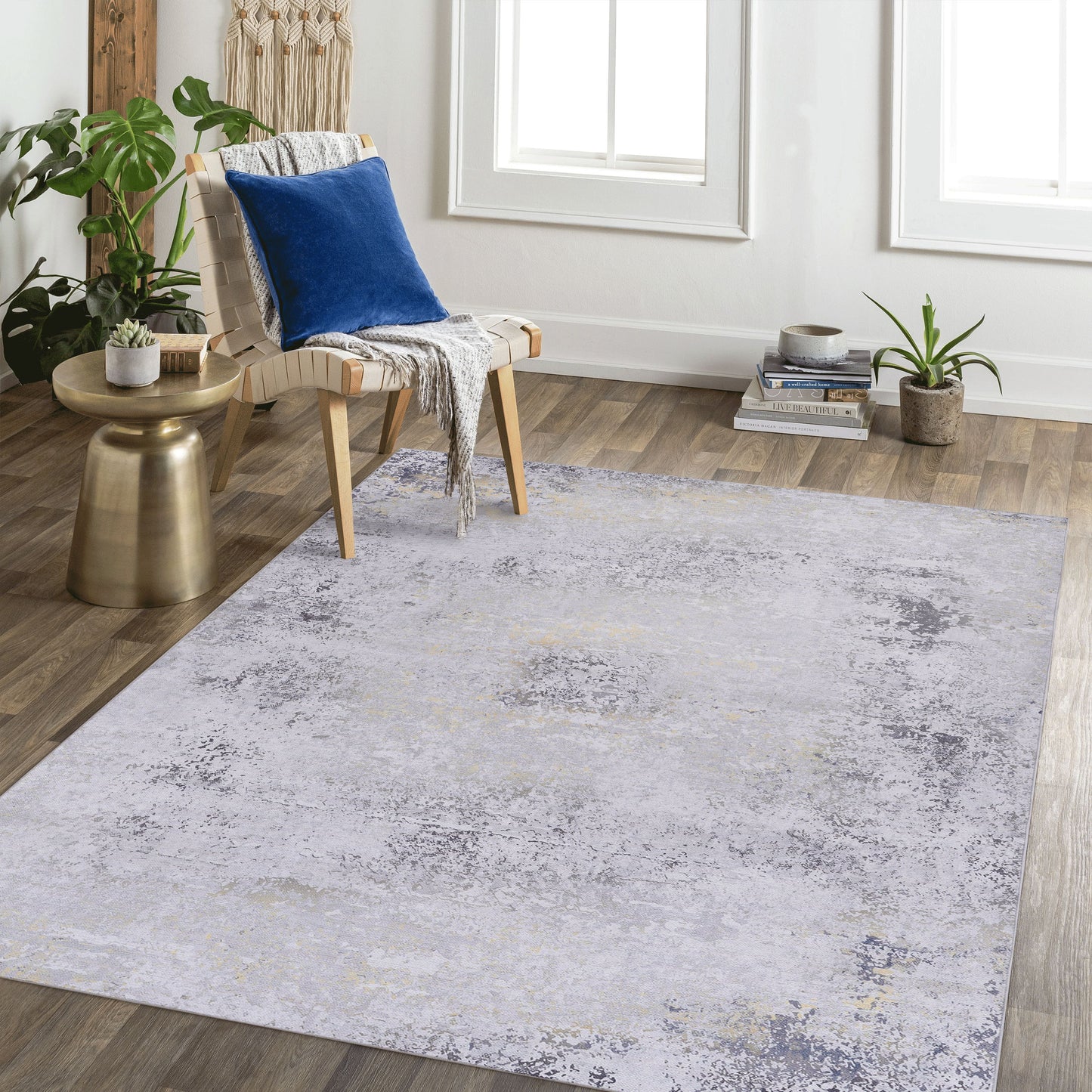 3' x 5' Area Rug, Washable, Low-Pile, Non-Slip, Non-Shedding, Foldable, Kid & Pet Friendly - Gray