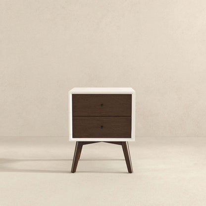 Caroline - Mid-Century Modern Style White Night Stand 2 Drawer