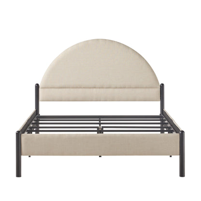 Bed Modern Upholstered Curved Headboard