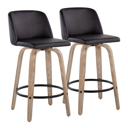 Toriano - Contemporary Fixed-Height Counter Stool & Swivel With Round Footrest (Set of 2)