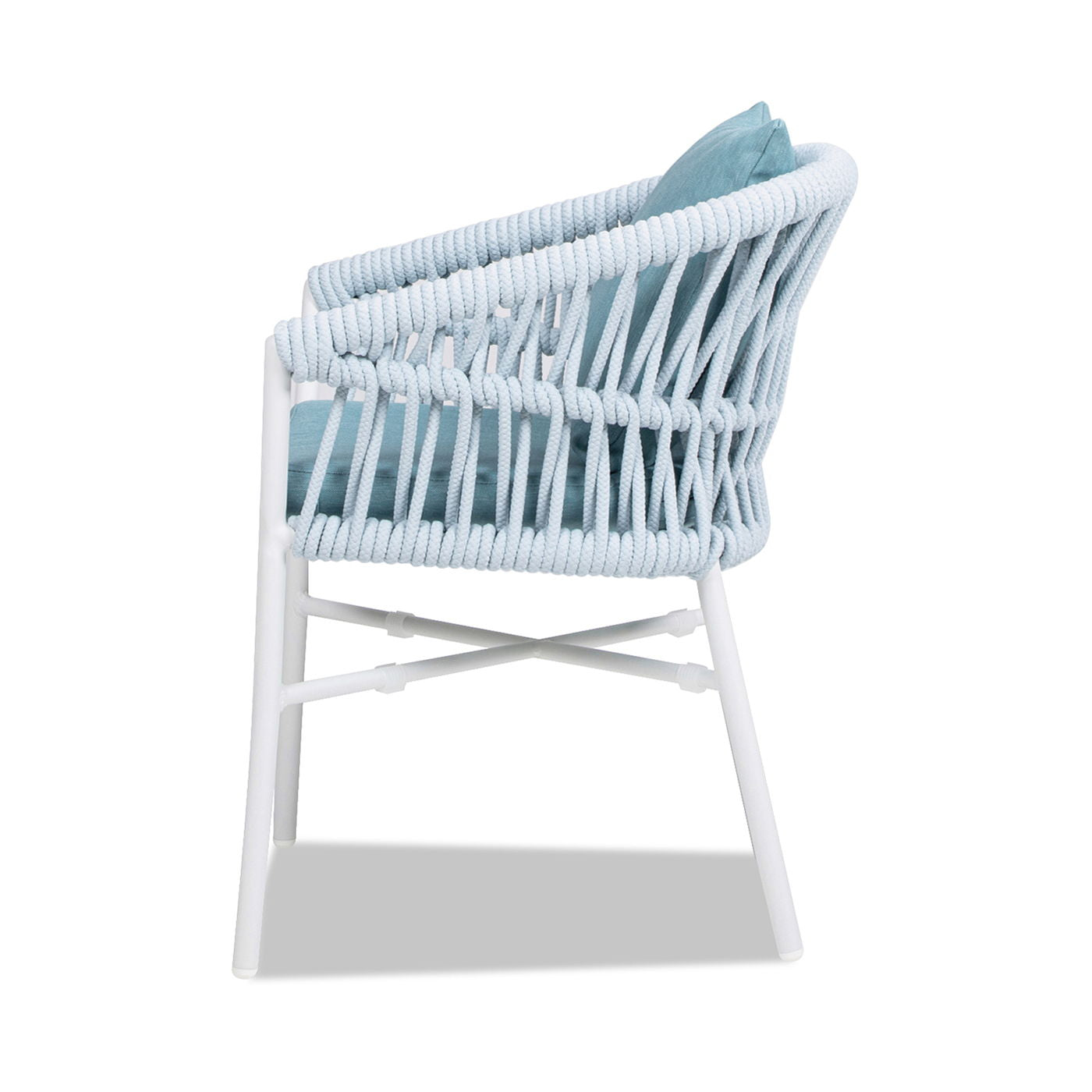 Maiden - Barrel Back Aluminum & Rope Outdoor Patio Dining Chair, Sunproof Olefin (Set of 2)