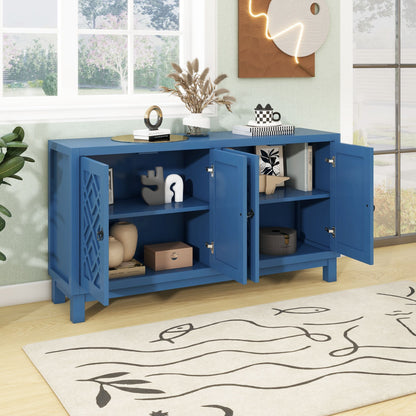 Large Storage Space Sideboard, 4 Door Buffet Cabinet With Pull Ring Handles For Living Room, Dining Room