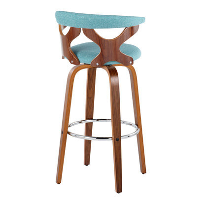 Gardenia - Mid Century Modern Fixed Height Barstool With Swivel With Round Footrest (Set of 2)