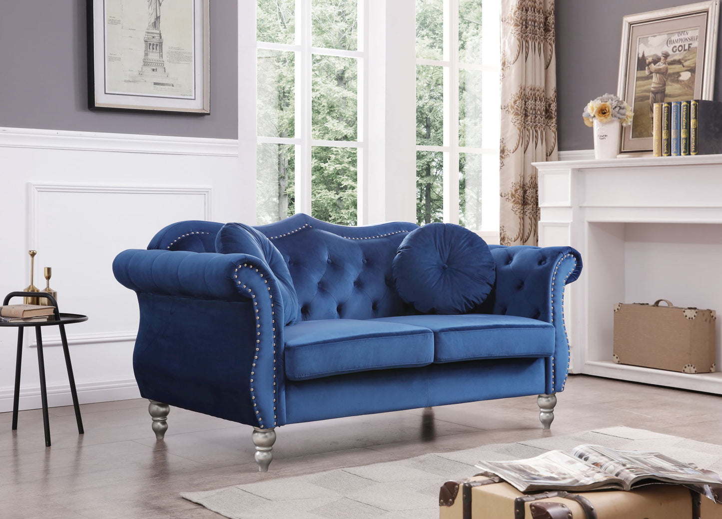 Stylish Flared Arm Loveseat