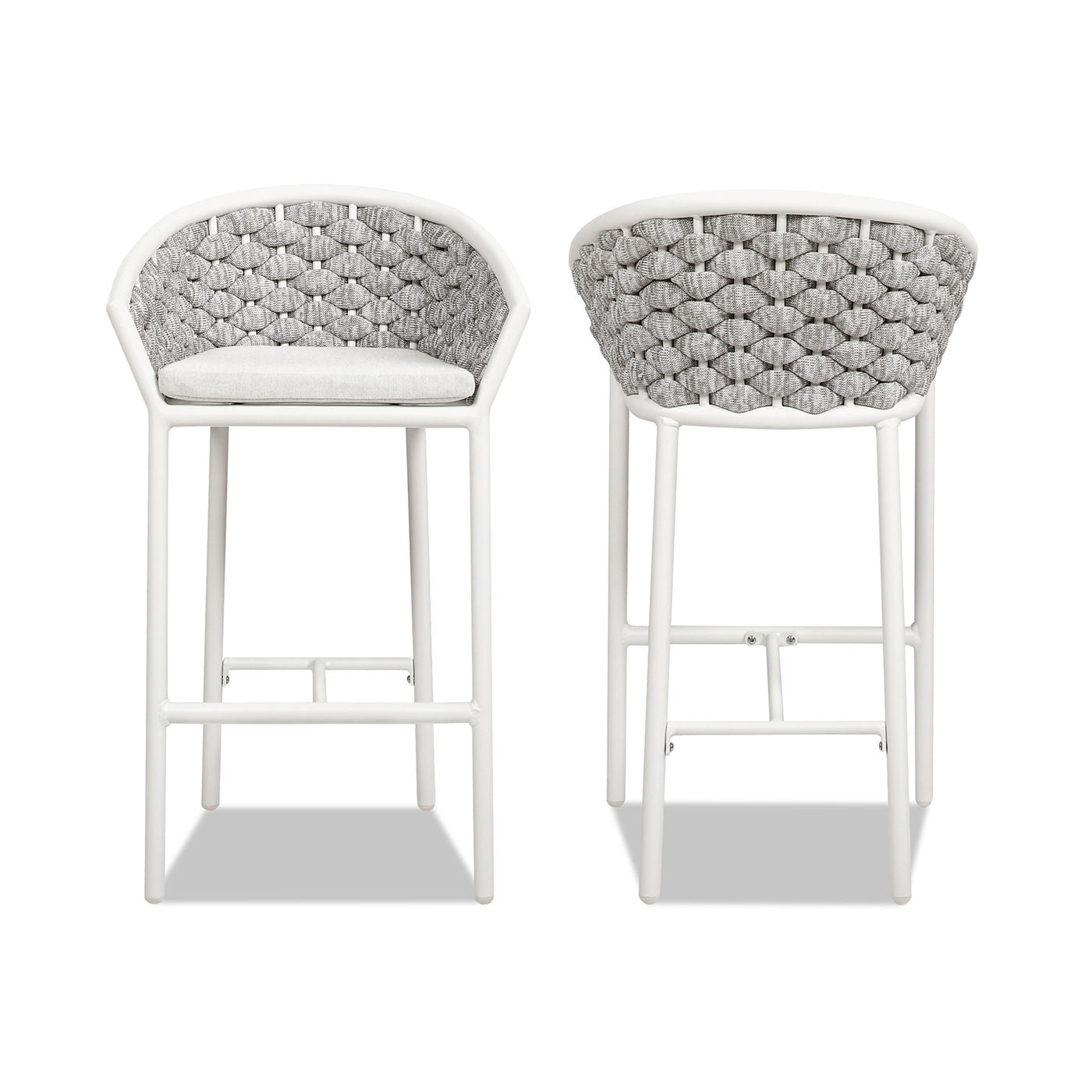 Rowan - Rope Barrel Low Back Patio Counter Stool (Set of 2) - Optic White