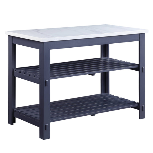 Enapay - Marble Top Top Kitchen Island - Gray