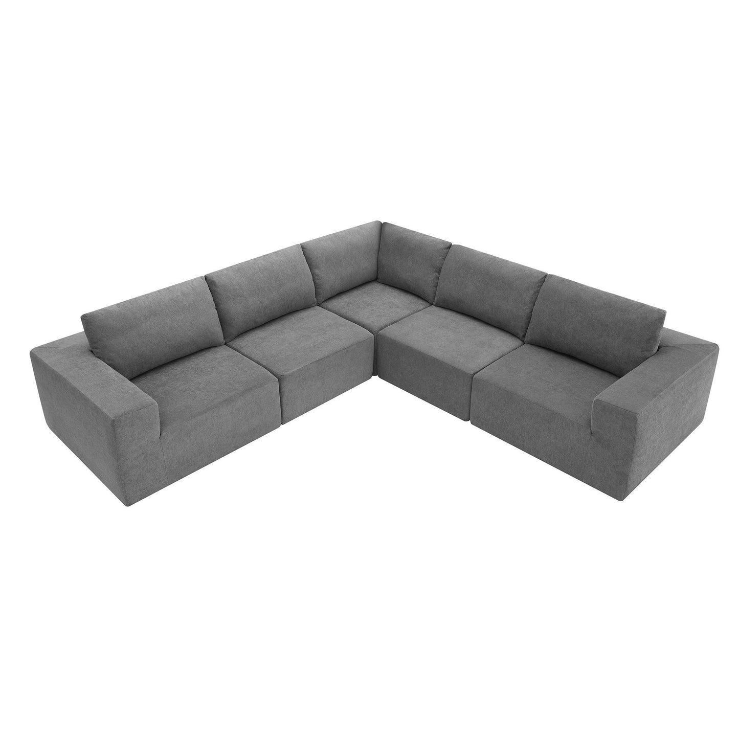 Modular L Shaped Sectional Sofa, Luxury Floor Couch Set, Upholstered Indoor Furniture, Foam - Filled Sleeper Sofa Bed For Living Room, Bedroom, 5 Pieces Free Combination