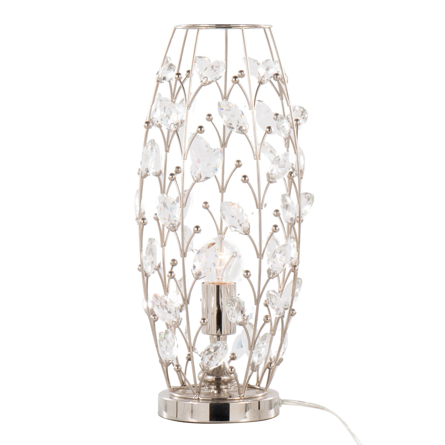 Crystal - Buds Contemporary Uplight Lamp - Polished Nickel / Clear Crystal