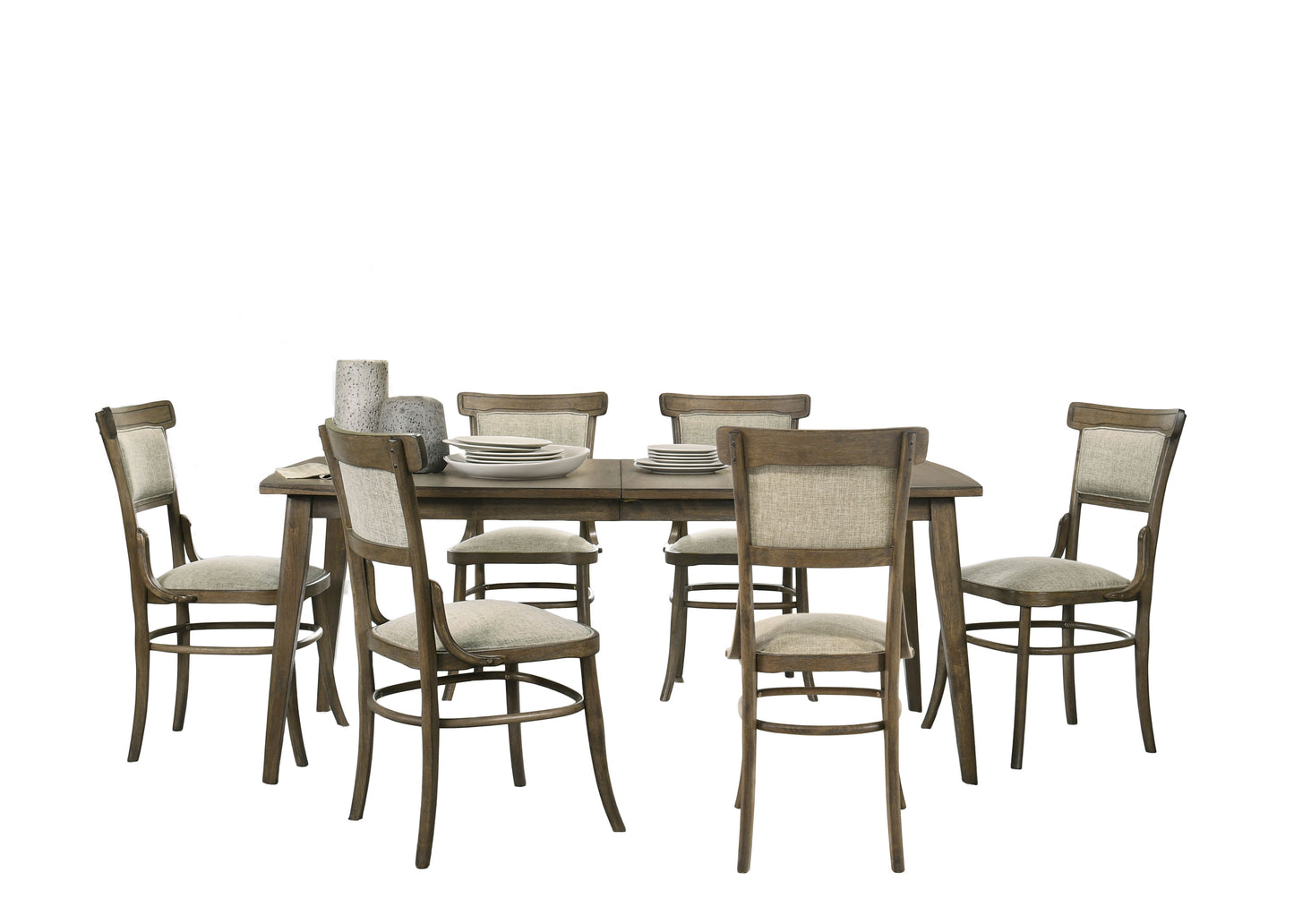 Bistro - Dining Table With Off White Fabric Dining Chairs