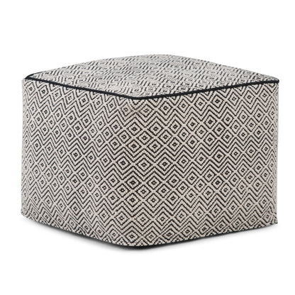 Brynn - Square Pouf - Patterned Black / Natural