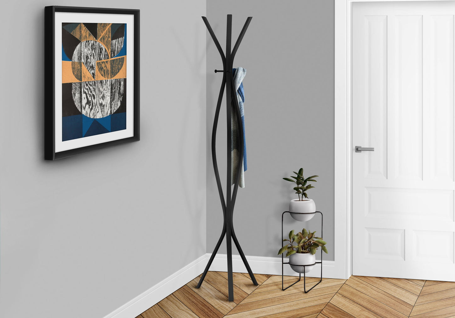 Free Standing Coat Rack 3 Hooks For Entryway