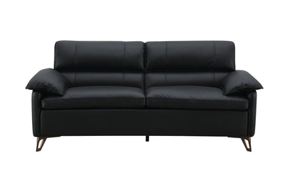 Eilene - Top Grain Leather Loveseat - Black