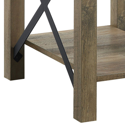 Abiram - Rustic End Table - Oak