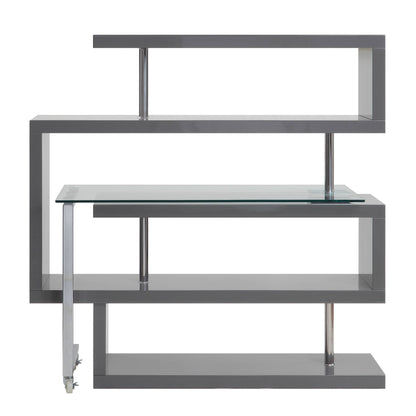 Buck II - Clear Glass, Chrome High Gloss Writing Desk With Shelf