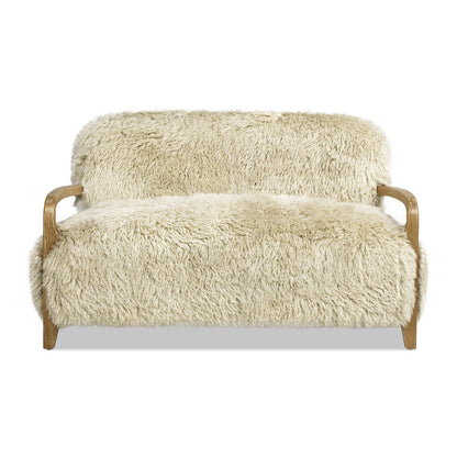 Enchante - Sheepskin Accent Loveseat - Taupe / Natural