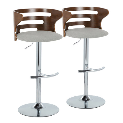 Cosi - Mid Century Modern Adjustable Barstool With Swivel & Rounded T Footrest (Set of 2)