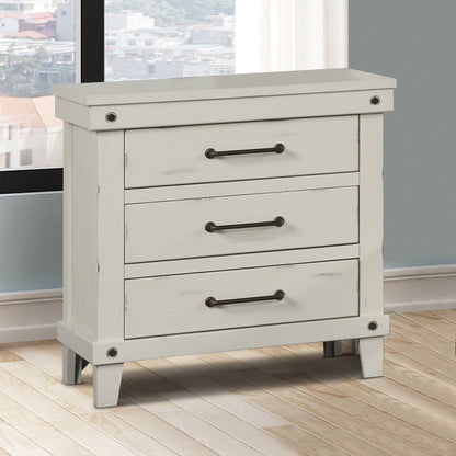 3 Drawer Elegant Nightstand - White