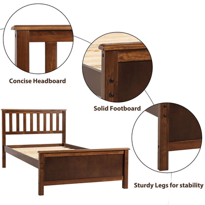 Platform Bed With Headboard, Footboard And Wood Slat Support