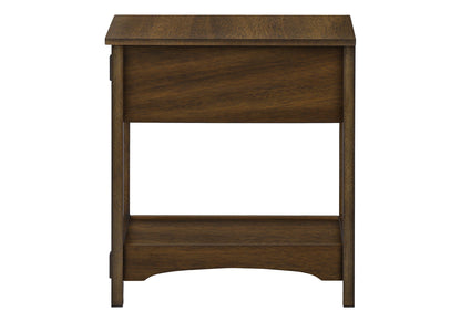 Accent End Table, 2 Tier, Narrow, Storage Drawer, Transitional - Walnut