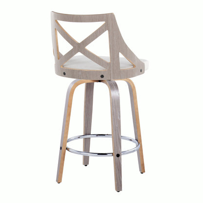 Charlotte - Farmhouse Fixed Height Counter Stool With Round Footrest (Set of 2)