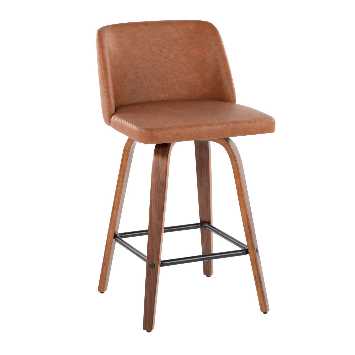 Toriano - Mid Century Modern Fixed Height Counter Stool & Square Footrest (Set of 2)