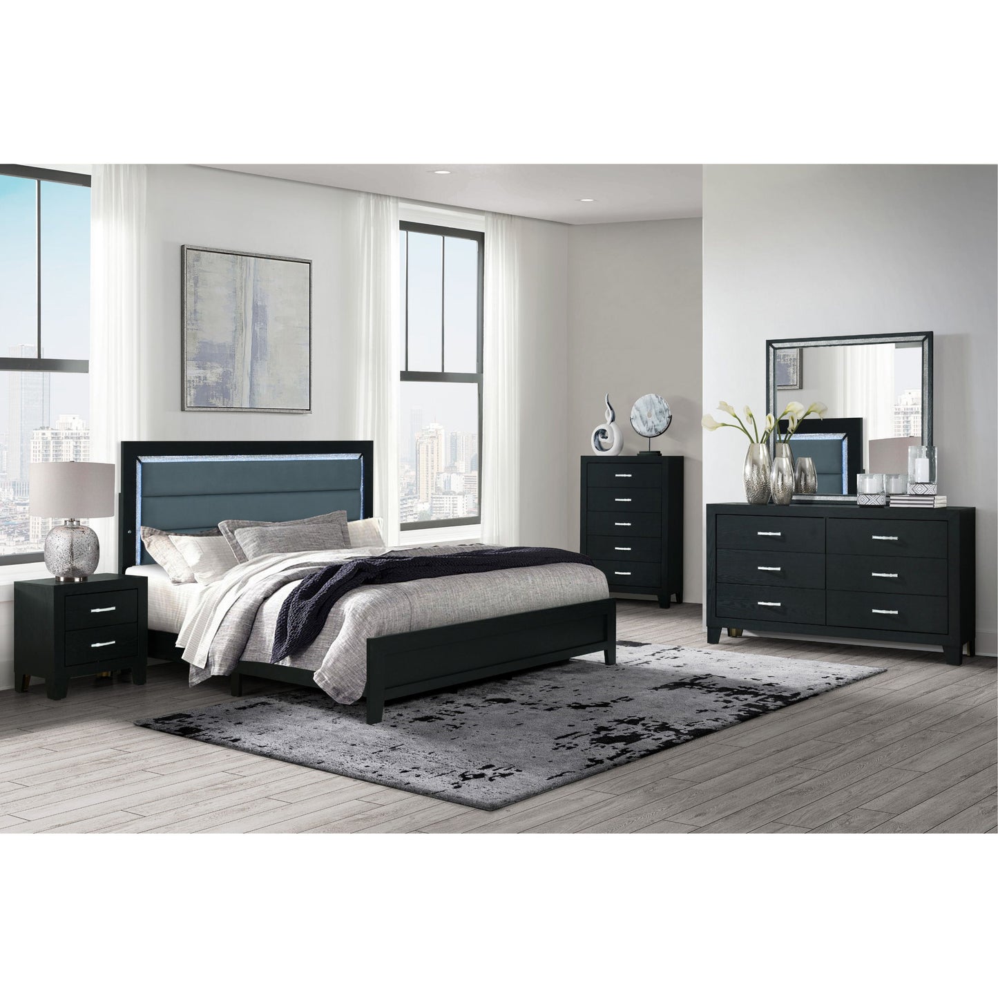 Carlos - 5 Pieces Queen Bedroom Set - Black