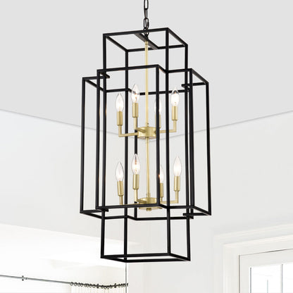 8 Light Lantern Chandelier Lighting, Entryway Chandeliers For High Ceilings, Chandeliers For Dining Room, Foyer, Entry, Staircase, Hallway, Height Adjustable (E12 Bulbs Not Included)