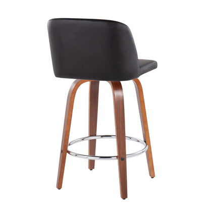 Toriano - Mid-Century Modern Fixed Height Counter Stool With Round Footrest (Set of 2)