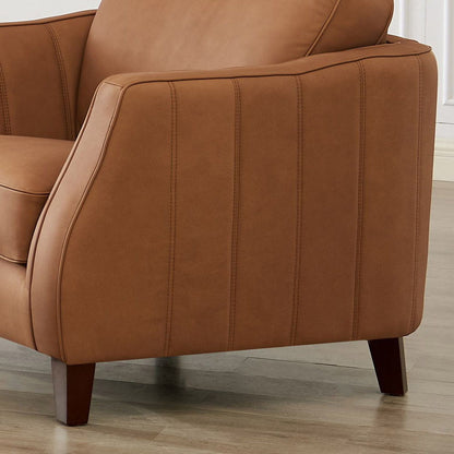 Aria-Top Grain Leather Chair - Brown