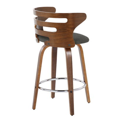 Cosini - Mid Century Modern Fixed Height Barstool With Swivel With Round Footrest (Set of 2)