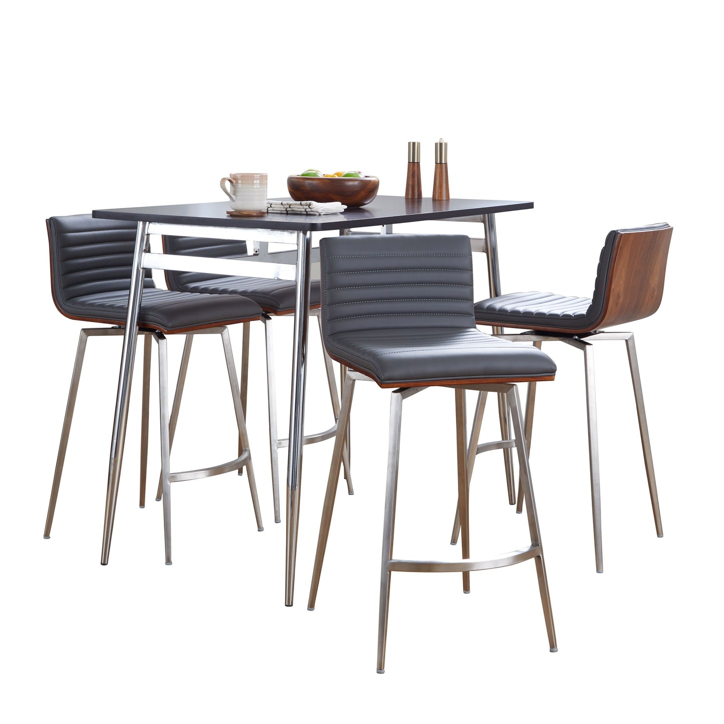 Marcel Mason - 5 Piece Swivel Contemporary Counter Height Dining Set