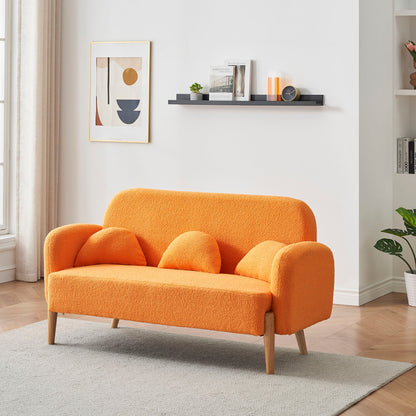 Teddy Velvet Two-Seater Sofa With Three Lumbar Pillows