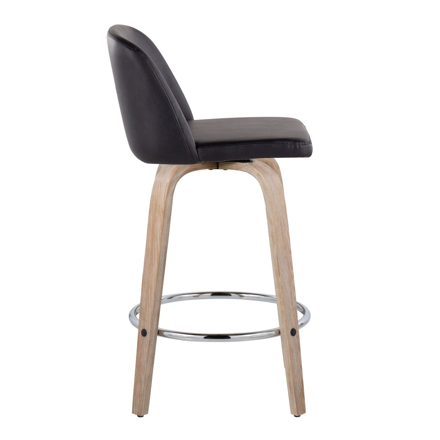 Toriano - Modern Design Fixed Height Counter Stool With Swivel With Round Footrest (Set of 2)