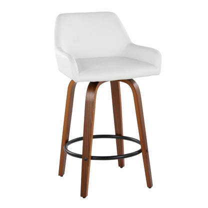 Daniella - Contemporary Fixed Height Counter Stool With Swivel With Round Footrest (Set of 2)