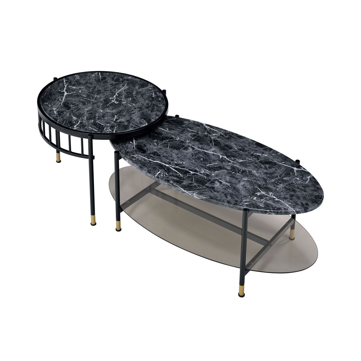 Silas - Engineered Stone Top Nesting Table - Black