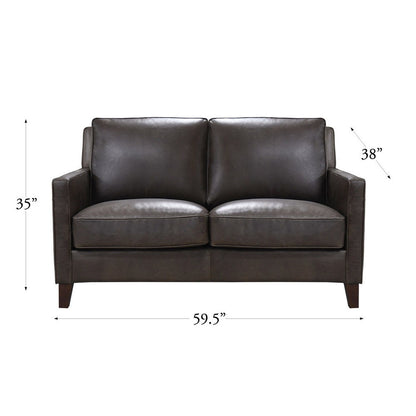 Ashby - Waxy Pull Up Leather Loveseat - Dark Granite