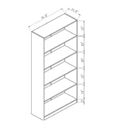 Bookcase Display, Modern Bookstand With Five Shelves - White